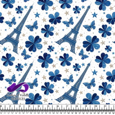 Motif de la Tour Eiffel Parisienne Bleue