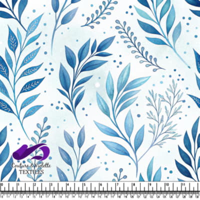 Motif Botanique de Feuilles Bleues