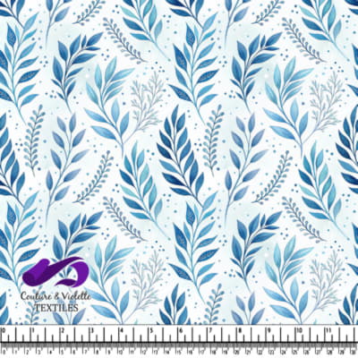 Motif Botanique de Feuilles Bleues