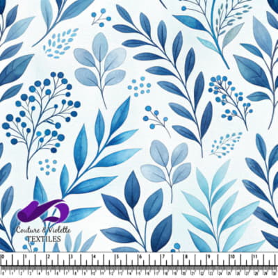 Motif de Feuilles Botaniques Bleues