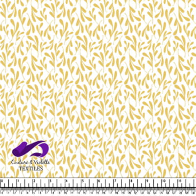 Golden Botanical Leaf Pattern on White