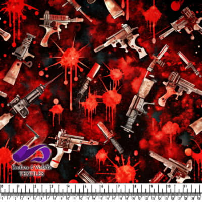Dark Blood Splatter with Weapons Pattern