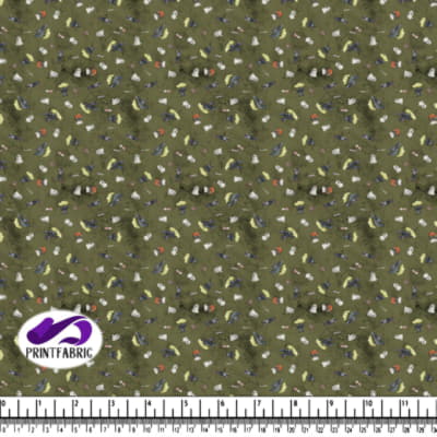 Halloween - Ghost, bat and pumpkin on Olive background