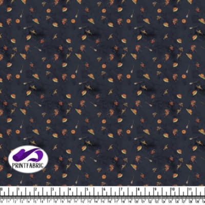 Halloween - Pumpkin and broom on after midnight blue background