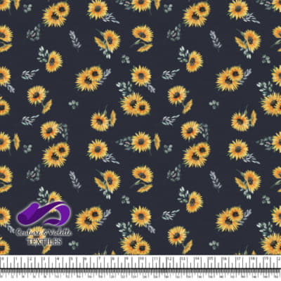 Sunflowers on after midnight blue background