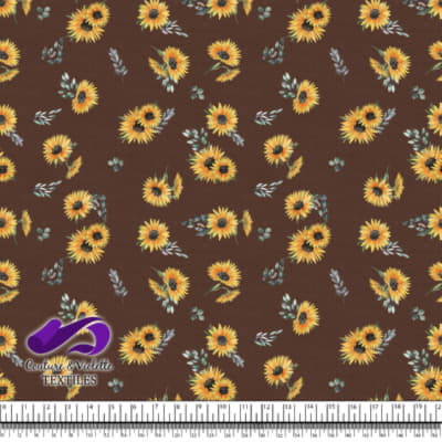 Sunflowers on downtown brown background