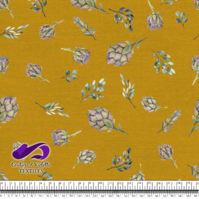 Artichoke on golden yellow background