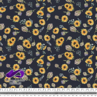 Artichaut and Sunflowers on background color blue after midnight