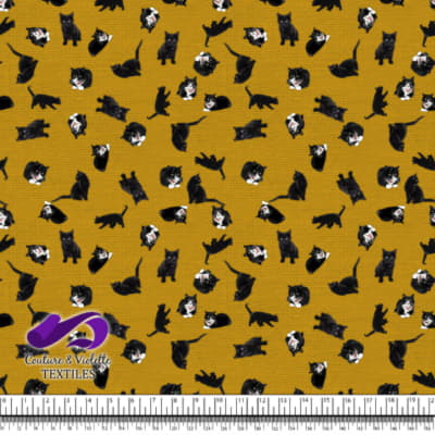 Black cat - Cats on golden yellow texture