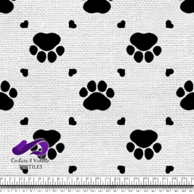 Cat - paws surround by littles hearts on white texture