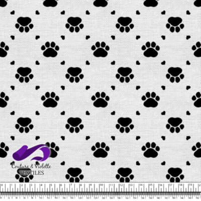 Cat - paws surround by littles hearts on white texture