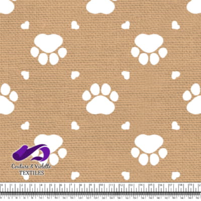 Cat - paws surround by littles hearts on desert mist texture