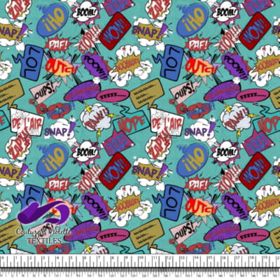 Comic book - Speech bubbles LOL on teal background