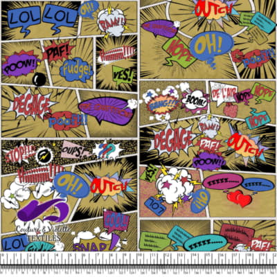 Comic book - Story in style colorful words on a yellow background