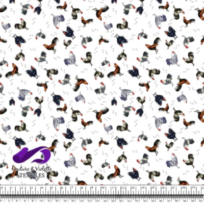 Roosters and Hens - Feathered Flock on White backgournd