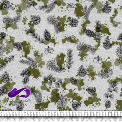 Conifers and dark green spots on Ultimate gray background