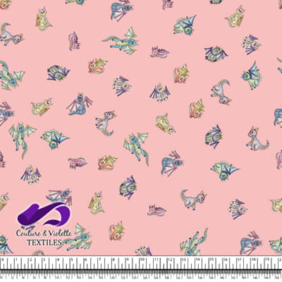 Dragons - Cute dragons on first blush pink background