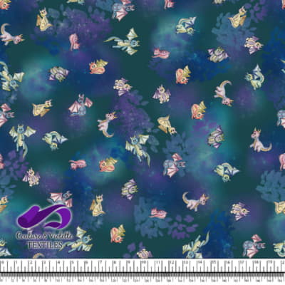 Dragons - Fantastic dragon on textured deep teal background