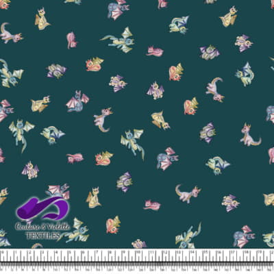 Dragons - Cute dragons on deep teal background