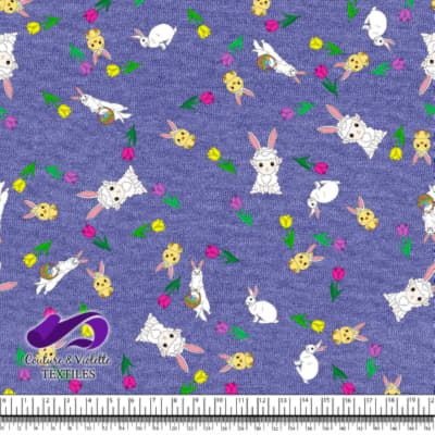 Easter - Ferrets and friends with tulips on very peri background