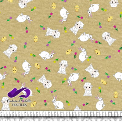 Easter - Cute animals on textured dried moss background