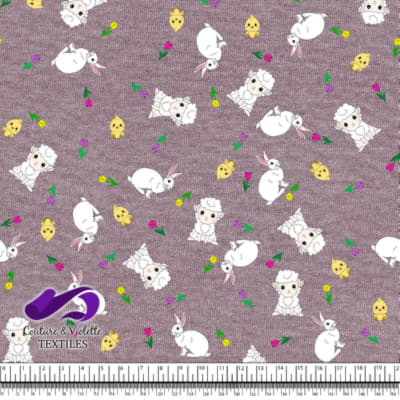Easter - Cute animals on textured Elderberry background