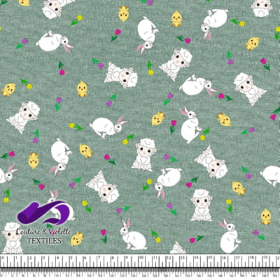 Easter - Cute animals on textured granite green background