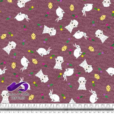 Easter - Cute animals on textured hawthorn rose background