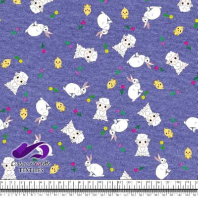 Easter - Cute animals on textured very peri background