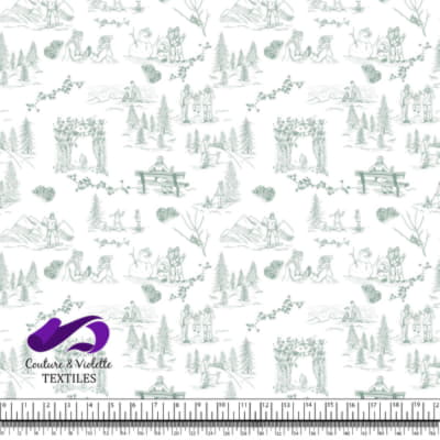 Toile de Jouy - Winter - Granite green