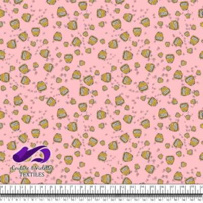 Winnie The Pooh - honey on Strawberry cream background