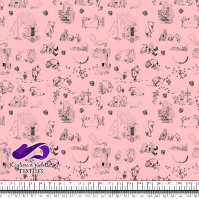Winnie The Pooh - Gravures on Strawberry Cream background