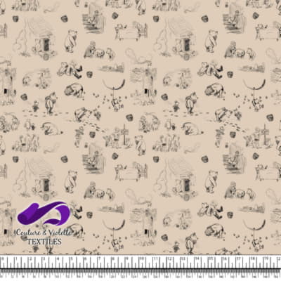 Winnie The Pooh - Gravures on Tapioca background
