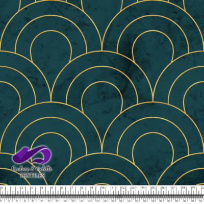 Geo art déco - Scales gold - Deep teal