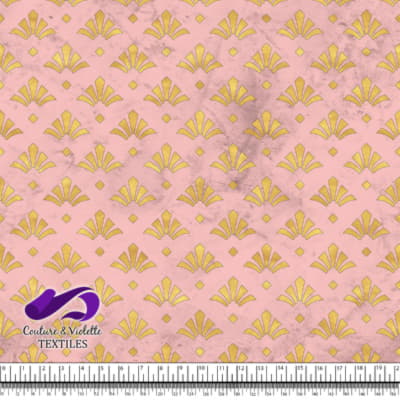 Geo art déco - Flowers gold - First blush pink