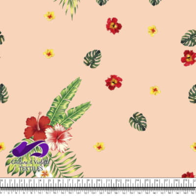 Tropical - hibiscus and palm - Peach