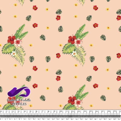 Tropical - hibiscus and palm - Peach