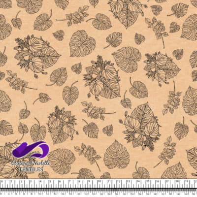 Monstera - Outline black - Apricot