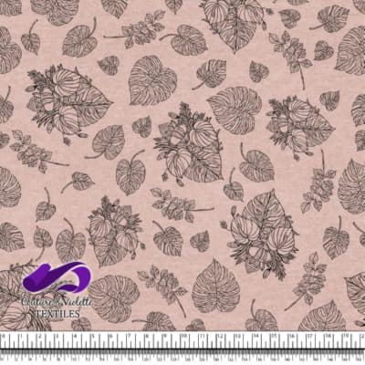 Monstera - Outline black - Plastered pink