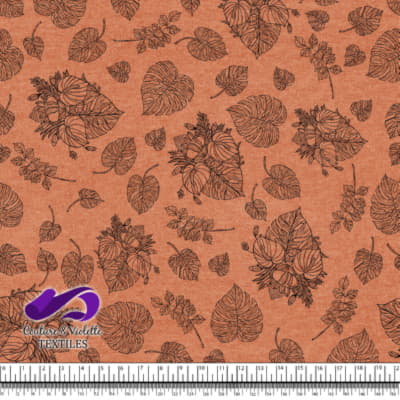 Monstera - Outline black - Terracotta