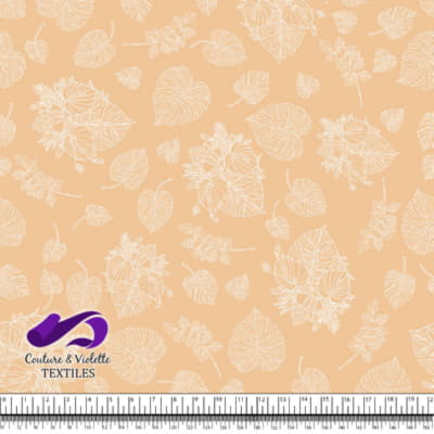 Monstera - Outline white - Apricot