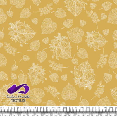 Monstera - Outline white - Military gold