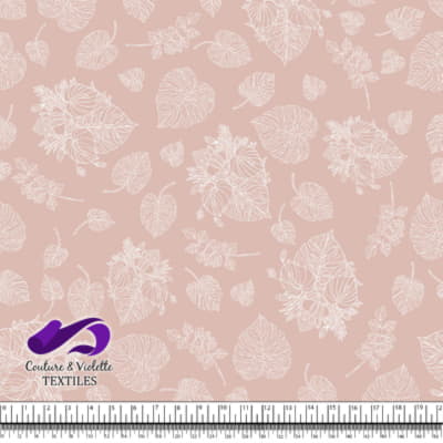 Monstera - Outline white - Plastered pink