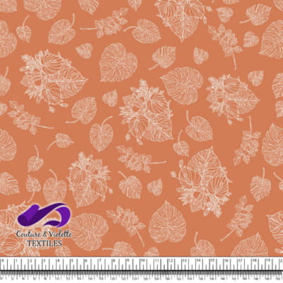 Monstera - Outline white - Terracotta