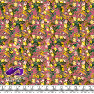 Microflowers - Yellow roses on pink background