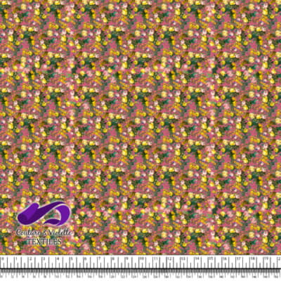 Microflowers - Yellow roses on pink background