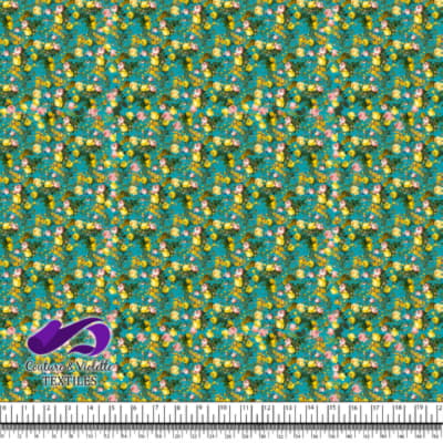 Microflowers - Yellow roses on peacock background