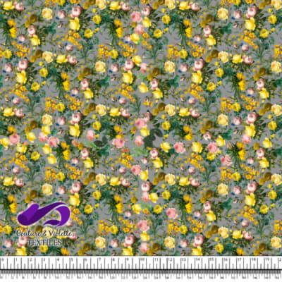 Microflowers - Yellow roses on gray background