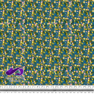 Microflowers - Yellow roses on captain blue background