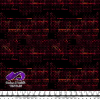 Techno - Periodic Table - Red on black background